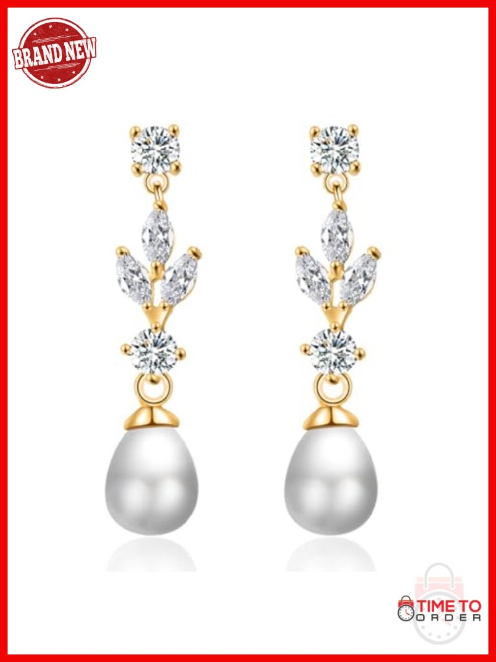 Pearl Drop Dangle Earrings for Women, CZ Bridal Wedding Earrings, Hypoallergenic